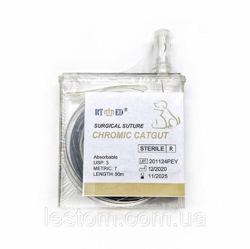 Кетгут хромований RT-med  USP 3 (EP 7) в касеті, 50м