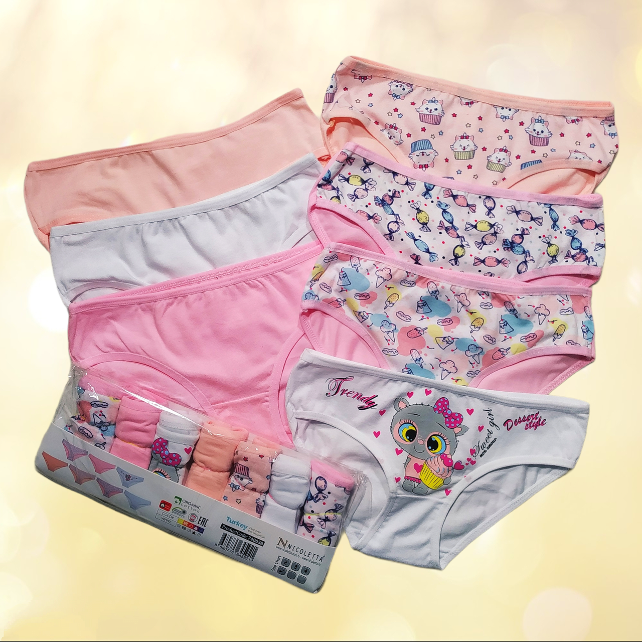 Труси дитячі для дівчинки Nicoletta 7 шт в наборі Розмір 92-98 104-110 116-122, фото 1