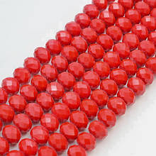 Намистини кришталь, рондель, розмір 8х6 мм, червоний матовий (70 шт)