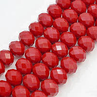 Бусини кришталь рондель 10х8 мм червоний матовий 34 шт.