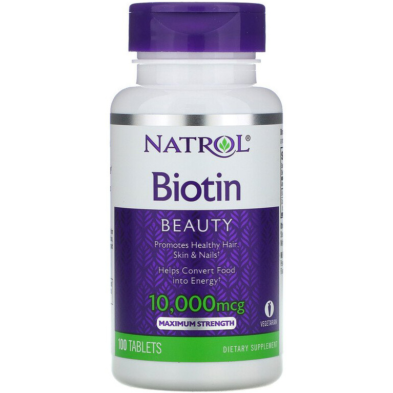 Біотин максимум Natrol "Biotin" для волосся, шкіри та нігтів, 10000 мкг (100 таблеток)