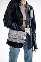Женская модная сумка темно-серая из эко-кожи с кошельком молодежная «Роуз»