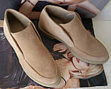Lorа Piana! Жіночі лофери туфлі підлозі черевики натуральна колір капрі замша Лора Піана, фото 6