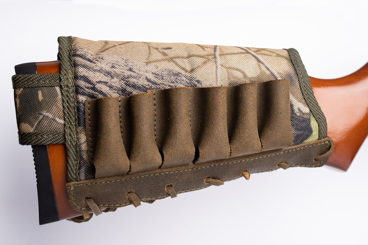 Патронташ на приклад 6 патронів "Преміум + Ретро" тканина Клен 12, 16 калібр, фото 1