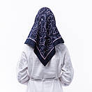 Тонка кашемірова хустка  75х75см Синьо-рожева, фото 2