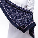 Тонка кашемірова хустка  75х75см Синьо-рожева, фото 4