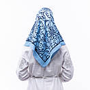 Тонка кашемірова хустка  75х75см Блакитна, фото 2