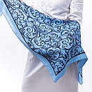 Тонка кашемірова хустка  75х75см Блакитна, фото 4