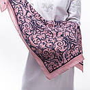 Тонка кашемірова хустка  75х75см Рожева, фото 4