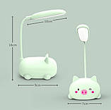 Дитяча настільна Led лампа Pets 9090 зелена з акумулятором, фото 4