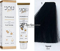 Стойкая крем-краска для волос 1 Черный Hair Colouring Cream With Fruit Acids You Look, 60 мл
