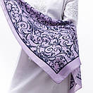 Тонка кашемірова хустка 75х75см Блідо-бузкова, фото 4