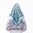 Тонка кашемірова хустка  75х75см Блідо-блакитна, фото 2