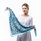 Тонка кашемірова хустка  75х75см Блідо-блакитна, фото 3