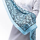 Тонка кашемірова хустка  75х75см Блідо-блакитна, фото 4