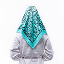 Тонка кашемірова хустка 75х75см Бірюзова, фото 2