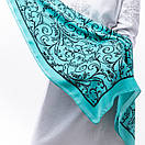 Тонка кашемірова хустка 75х75см Бірюзова, фото 4