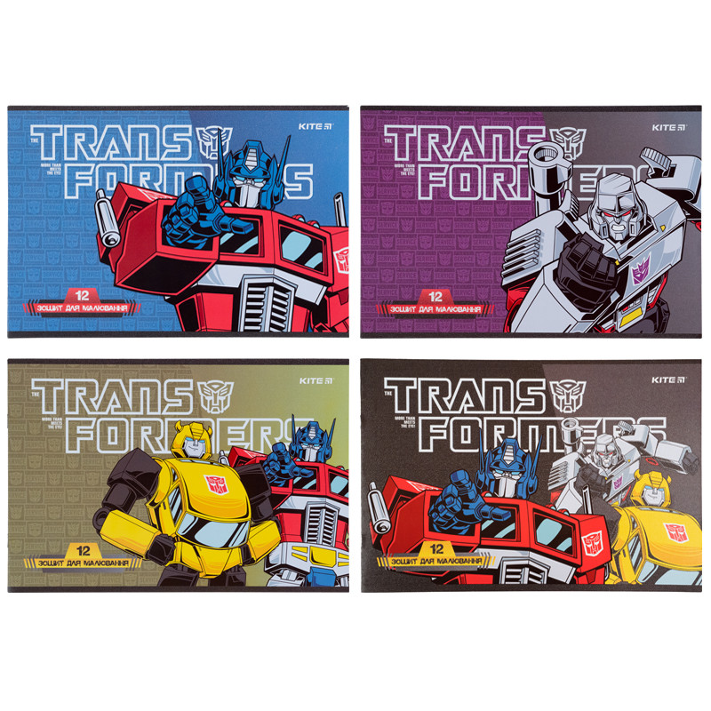 Зошит для малюв. на скобі 12/100 A4 "Transformers" лак+УФ №TF21-241/Kite/(20)(200)