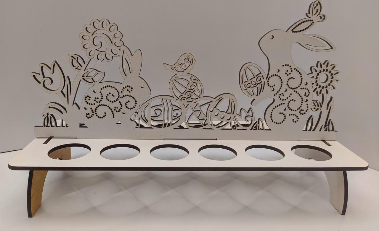 Великодня дерев'яна підставка для яєць із білого ДВП "Лужок"