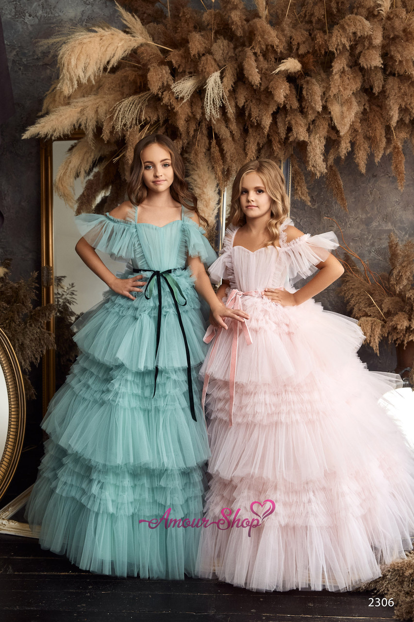 Дитяче довге вечірнє плаття на 2-3, 4-5, 6-7, 8-9, 10-11, 12-13 років, фото 1