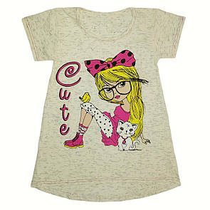 Підліткова туніка-берізка для дівчинки з накатом стрейч-кулір