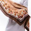 Хустка з віскози з квітковим принтом 100х100см Світло-коричнева, фото 3