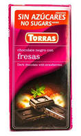 Шоколад без цукру Torras чорний з шматочками полуниці Іспанія 75г