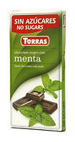 Шоколад без цукру і глютену Torras чорний з м'ятою Іспанія 75г