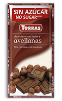 Шоколад без цукру і глютену Torras молочний з фундуком Іспанія 75г