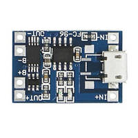 Контролер заряду-розряду 1-x Li-ion акумулятора. TP4056, micro USB модуль