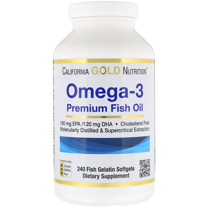 Жирні кислоти омега-3 California Gold Nutrition Omega-3 Premium Fish Oil 2000 мг 240 капс.