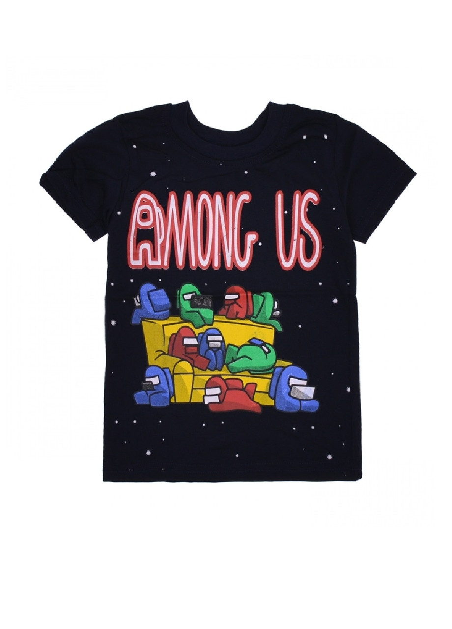 Футболка хлопчикам персонажі гри "Among US" (Амонг АС) чорна