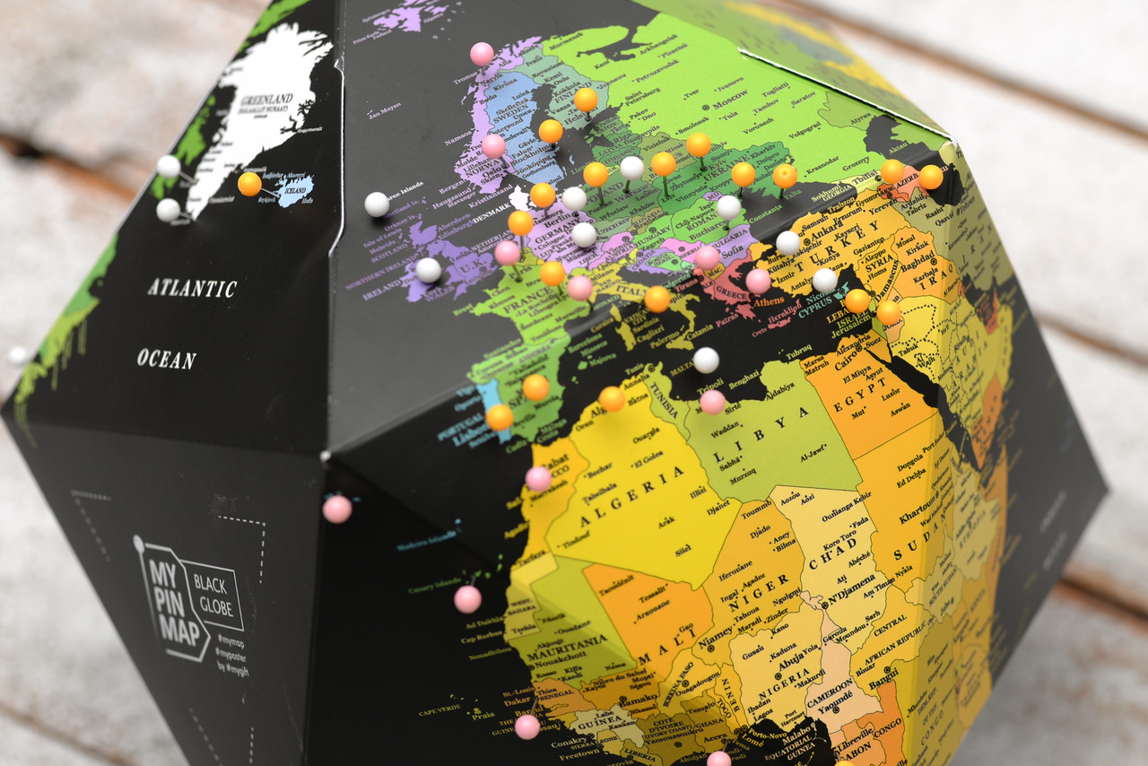 My Pin Map Globe Black Об'ємний 3D Пін Глобус Чорний оригінальний подарунок
