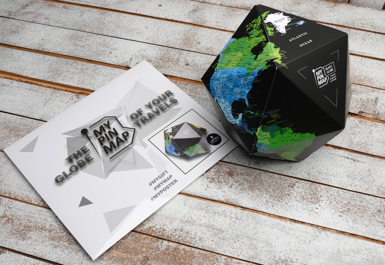 My Pin Map Globe Black Объемный 3D Пин Глобус Черный оригинальный подарок - фото 2 - id-p1387561436