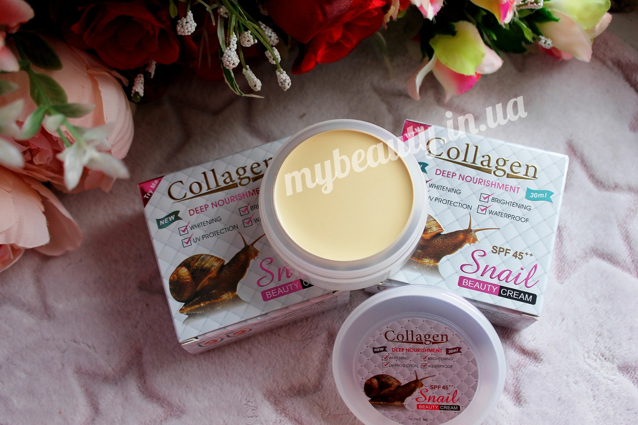 Крем для обличчя сонцезахисний Collagen deep nourishment SPF 45 крем Snail beauty cream