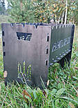 Залізний кований мангал для дачі на 6 шампурів, Мангал садовий металевий зі сталі 3 мм від виробника, фото 7