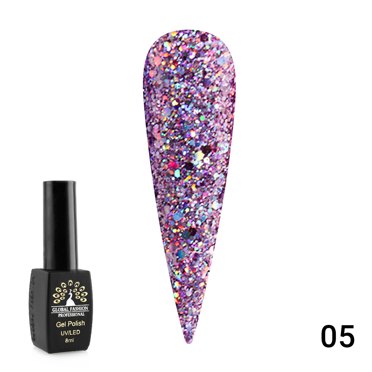 Гель лак з блискіткою diamond ball Global Fashion 8 ml №005