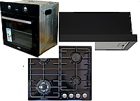 Комплект встраиваемой кухонной техники Grunhelm духовка GDG 259 B, поверхность GPG 6356 BEF, вытяжка GVT 114 В