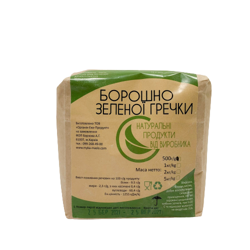 Борошно зеленої гречки, 500 г, ОрганикЕкоПродукт
