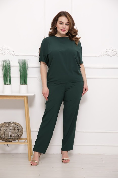 Костюм жіночий з легкого софта Кері смарагд (50-64), фото 1