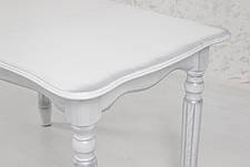 Стіл обідній дерев'яний в класичному стилі Венеція 120 Мікс меблі, колір білий + патина срібло, фото 3