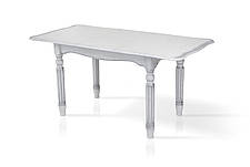 Стіл обідній дерев'яний в класичному стилі Венеція 140 Мікс меблі, колір білий + патина срібло, фото 2