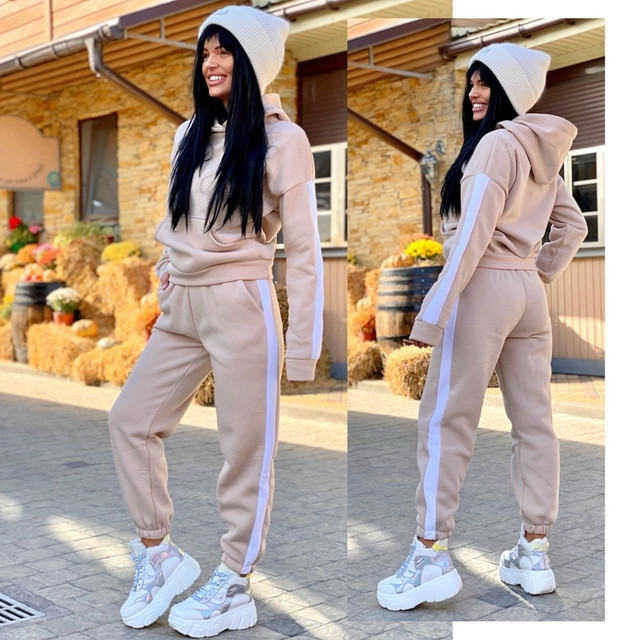 Женский брючный костюм с лампасами (тёплый)