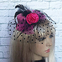 Капелюшок Гламур маленький з трояндою (рожевий)