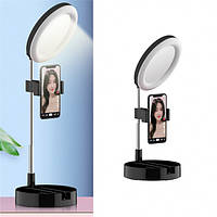 УЦІНКА! Кільцева LED лампа Live Makeup G3 16 см складна настільна з тримачем телефона та дзеркалом