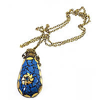 Аромакулон "Крапля" бронзовий інкрустований бірюзою (5,5х4,5х2 см)