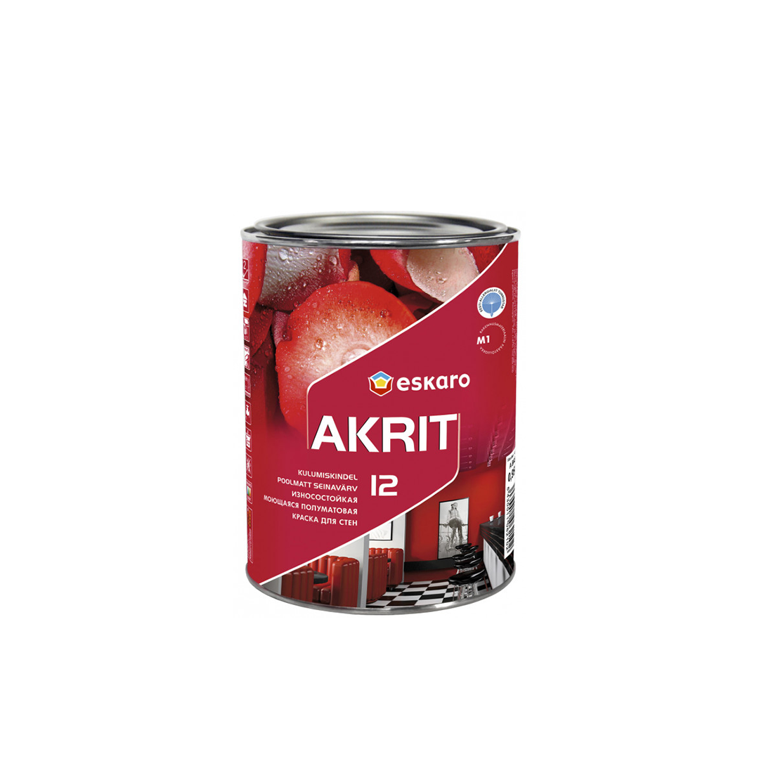 Зносостійка фарба для стін і стелі Eskaro Akrit 12 0,95л