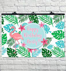 Плакат на день народження "Фламінго" розмір - 75х120 см. + тубус