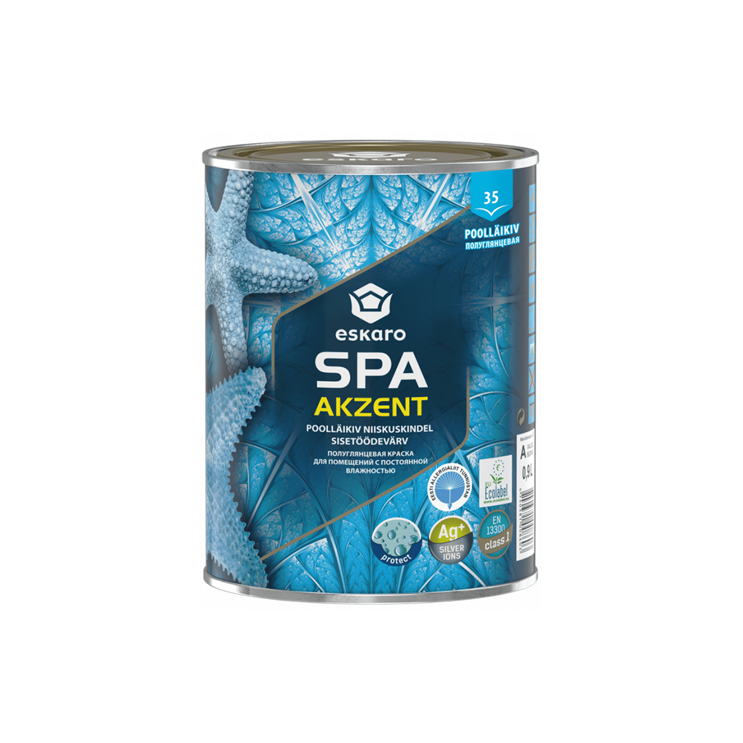 Вологостійка фарба для стін та стелі Eskaro Akzent Spa напівглянець 0.9л