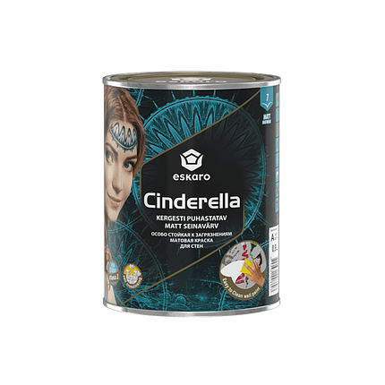 Фарба для стін та стелі Eskaro Cinderella стійка до забруднень 0.9л, фото 1